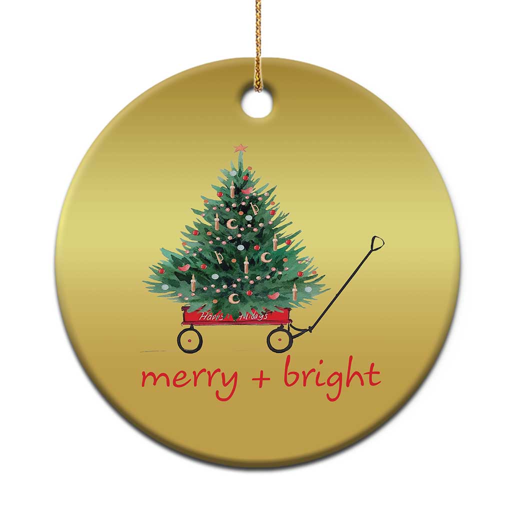 Xmas Christmas Ornament Merry And Bright Retro Xmas Tree Wagon TS11