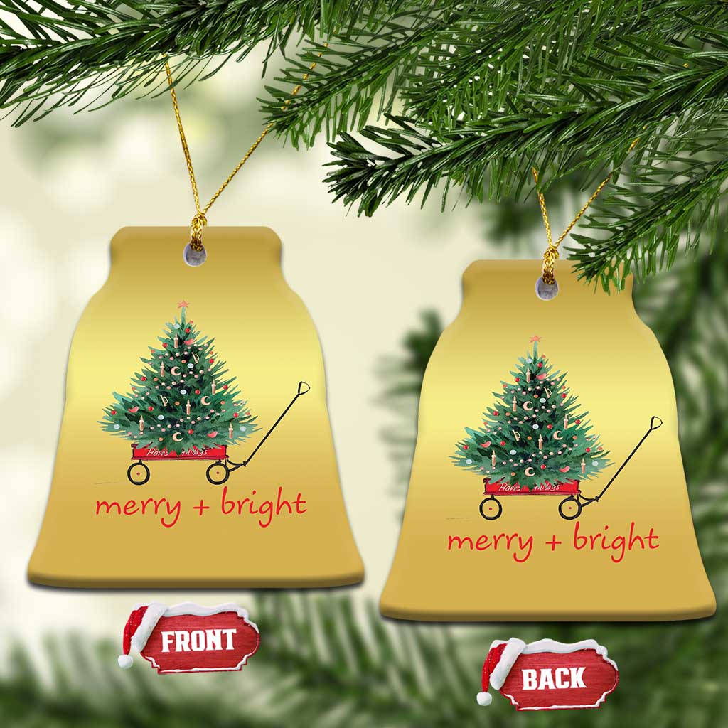 Xmas Christmas Ornament Merry And Bright Retro Xmas Tree Wagon TS11
