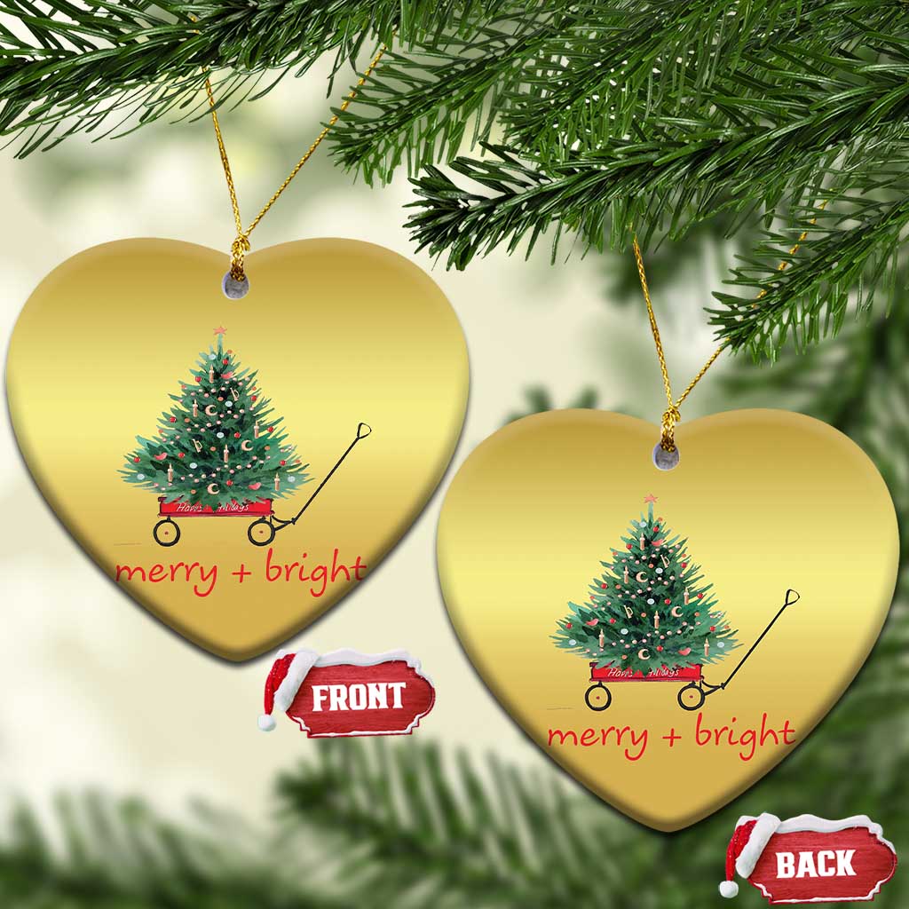 Xmas Christmas Ornament Merry And Bright Retro Xmas Tree Wagon TS11