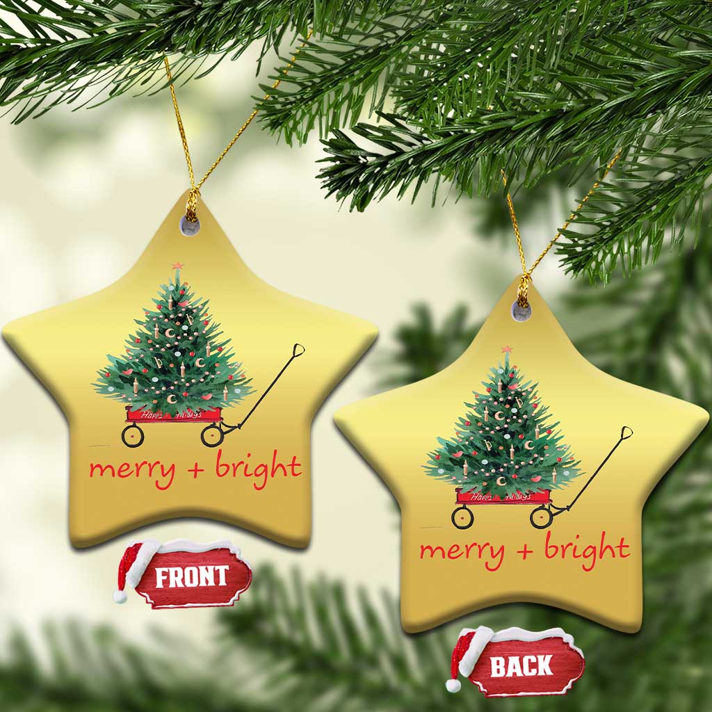 Xmas Christmas Ornament Merry And Bright Retro Xmas Tree Wagon TS11