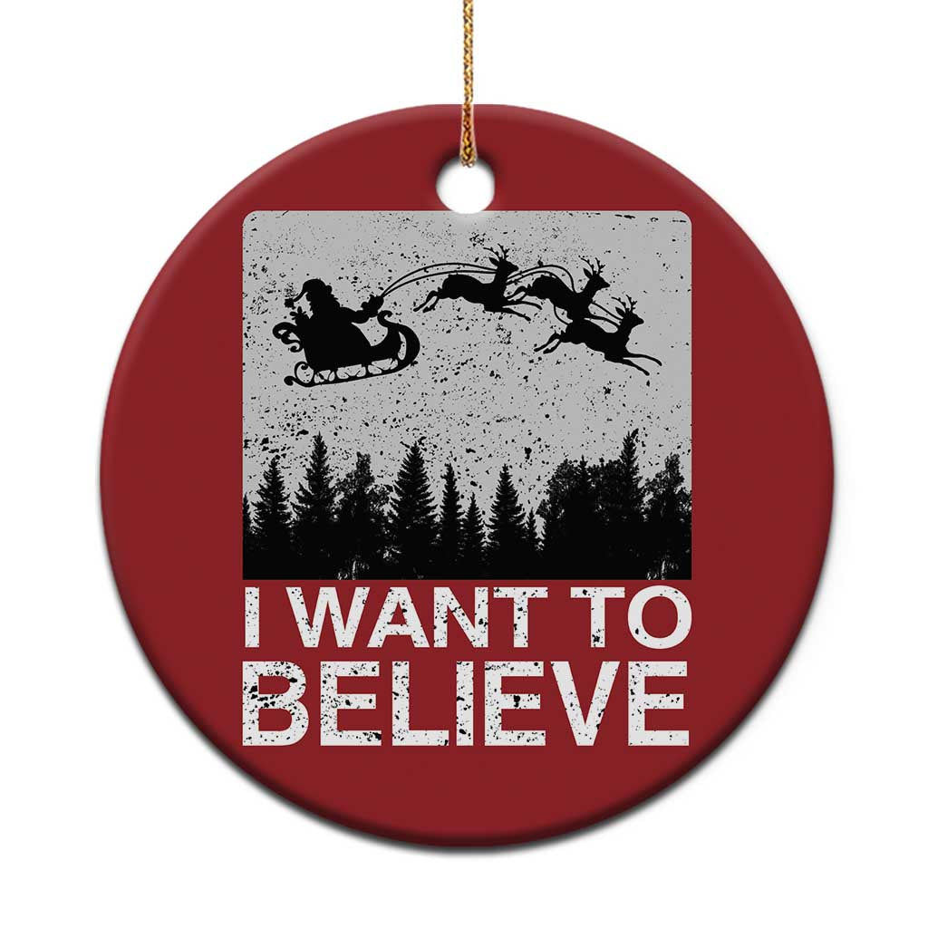 Funny Xmas Santa Christmas Ornament I Want To Believe Sleigh With Reindeers TS11