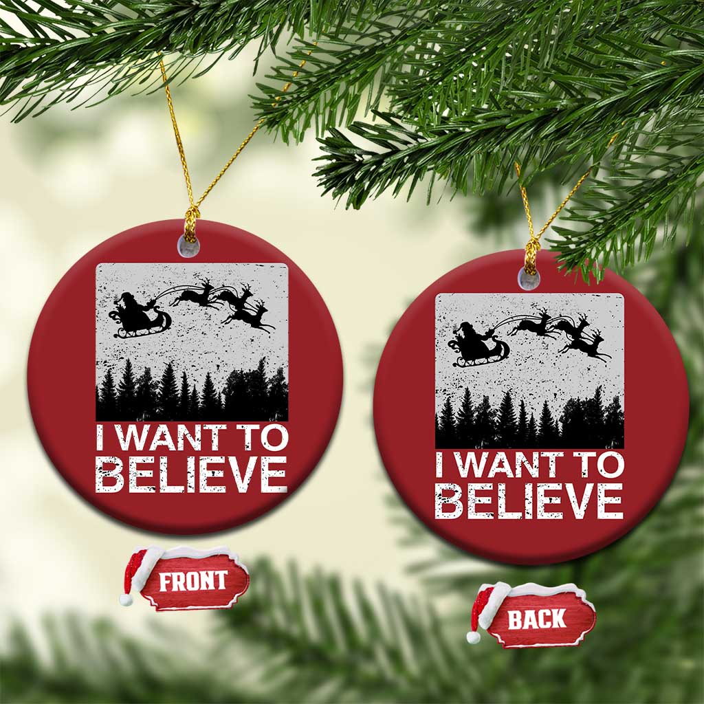Funny Xmas Santa Christmas Ornament I Want To Believe Sleigh With Reindeers TS11