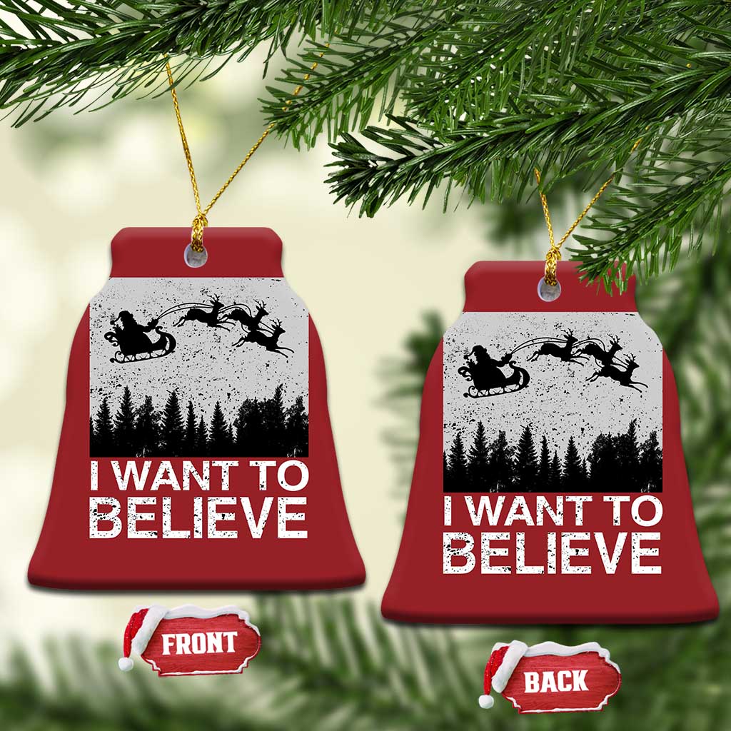 Funny Xmas Santa Christmas Ornament I Want To Believe Sleigh With Reindeers TS11