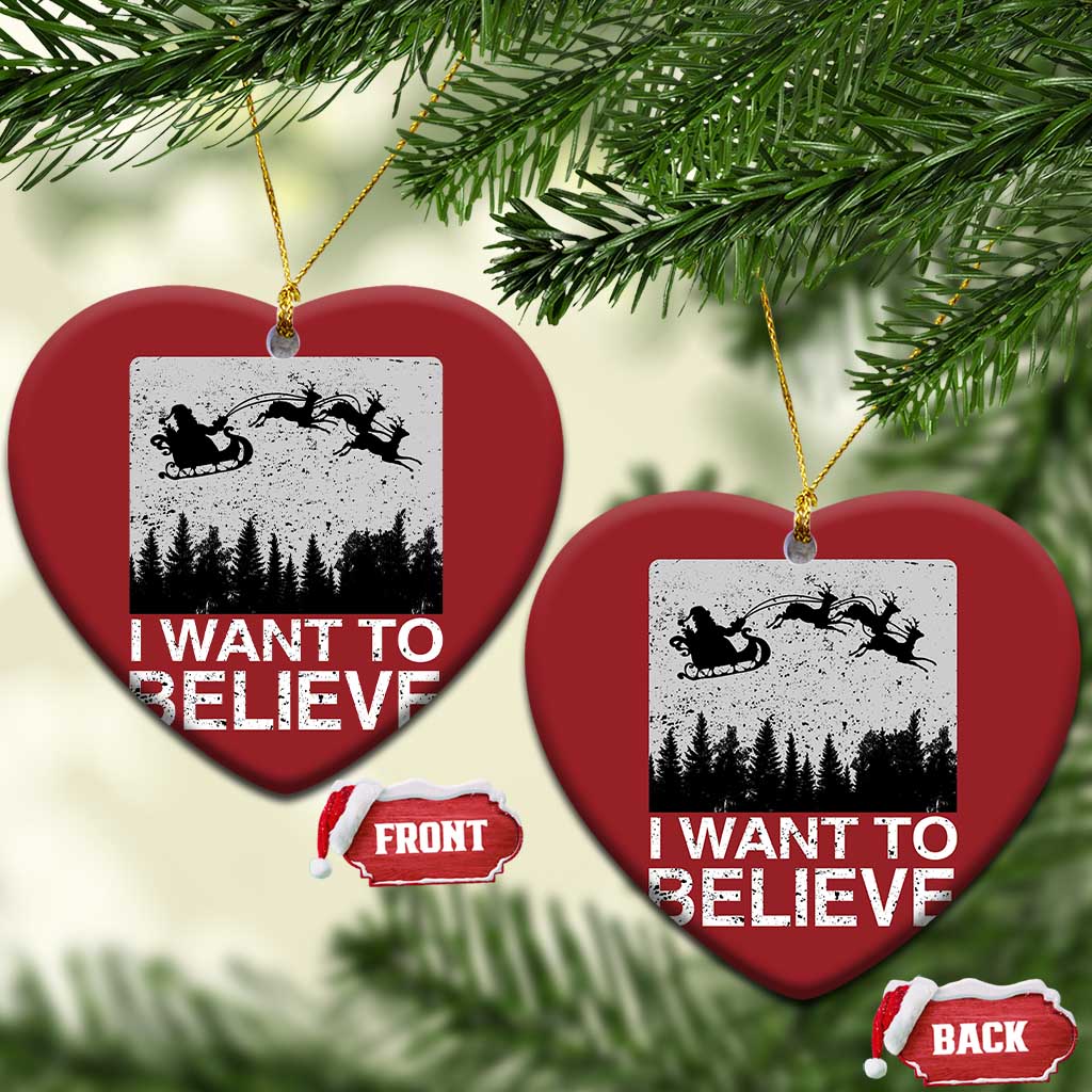 Funny Xmas Santa Christmas Ornament I Want To Believe Sleigh With Reindeers TS11
