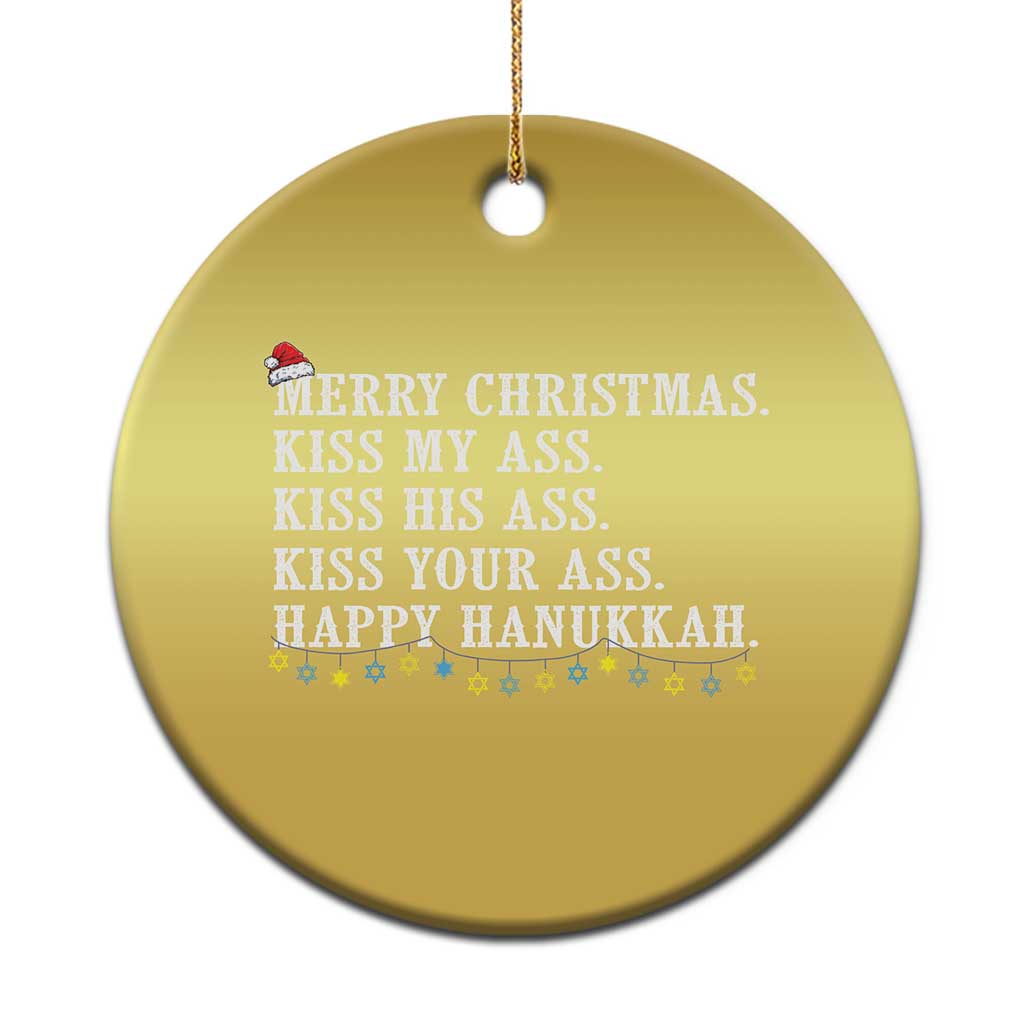 Funny Merry Xmas Kiss My His Your Ass Happy Hanukkah Christmas Ornament TS11