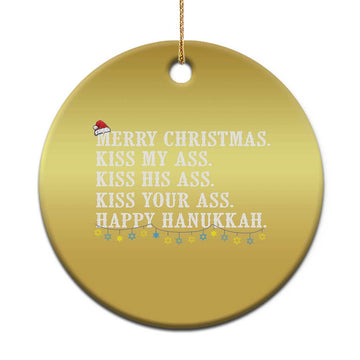 Funny Merry Xmas Kiss My His Your Ass Happy Hanukkah Christmas Ornament TS11