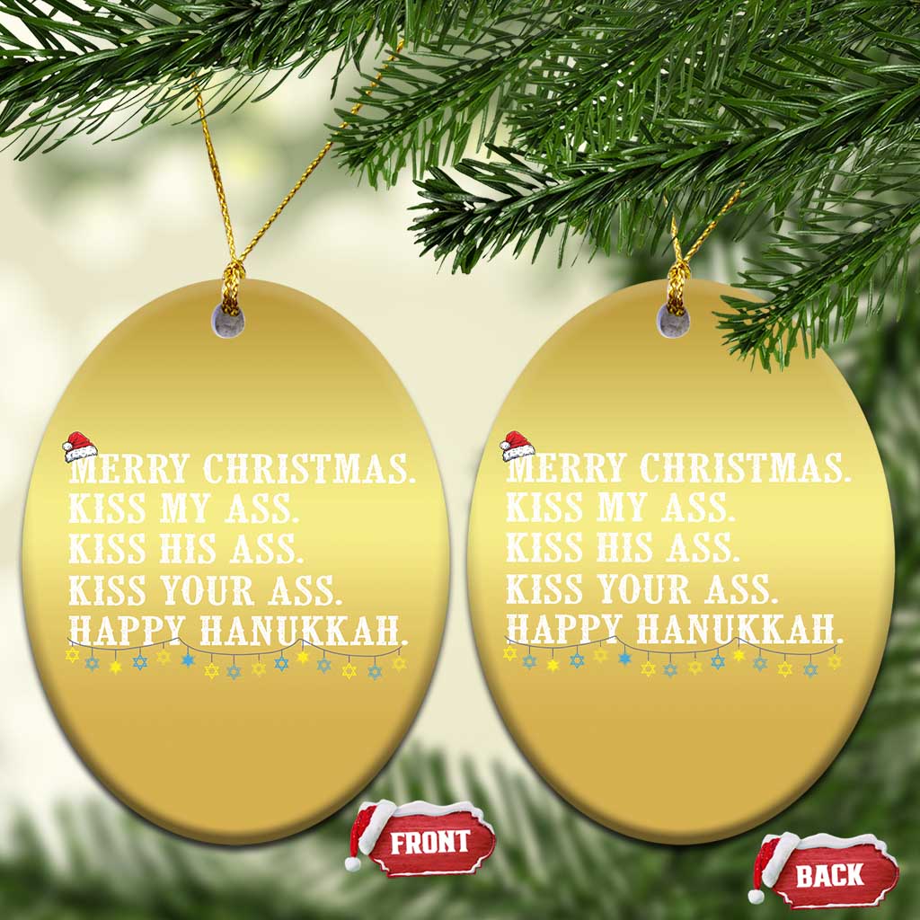 Funny Merry Xmas Kiss My His Your Ass Happy Hanukkah Christmas Ornament TS11