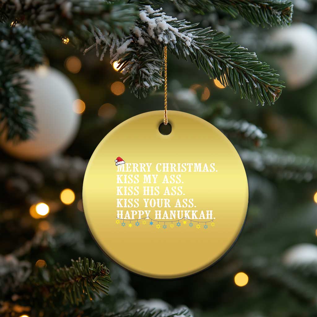 Funny Merry Xmas Kiss My His Your Ass Happy Hanukkah Christmas Ornament TS11