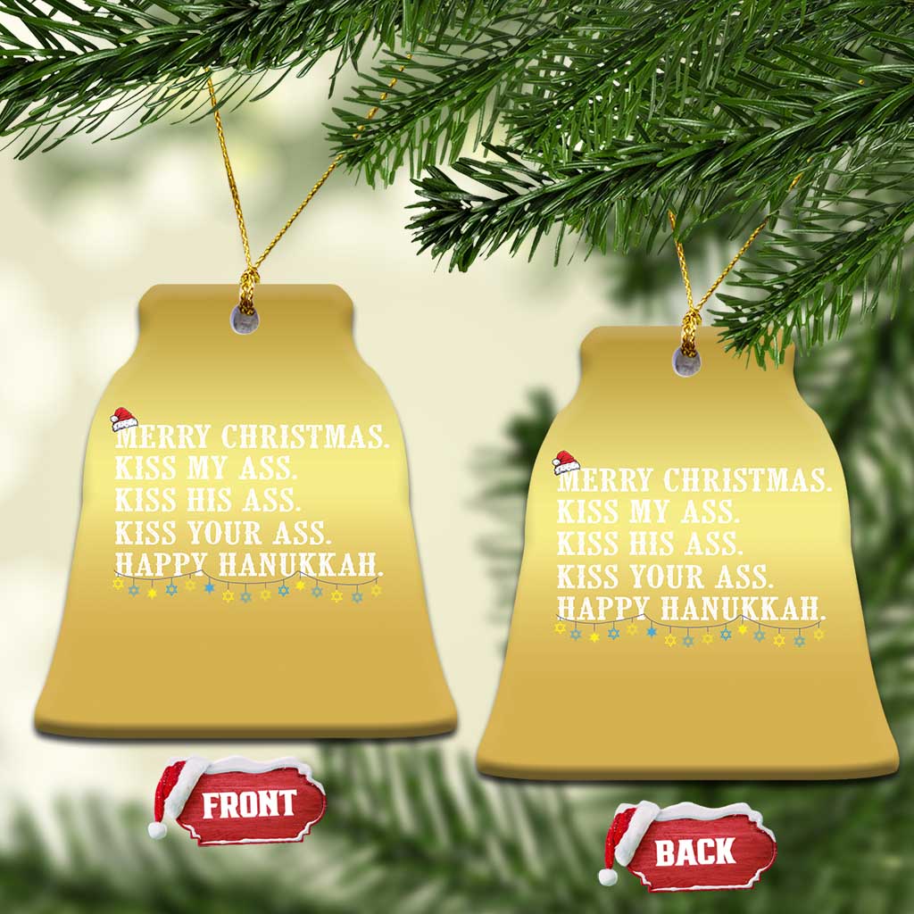 Funny Merry Xmas Kiss My His Your Ass Happy Hanukkah Christmas Ornament TS11