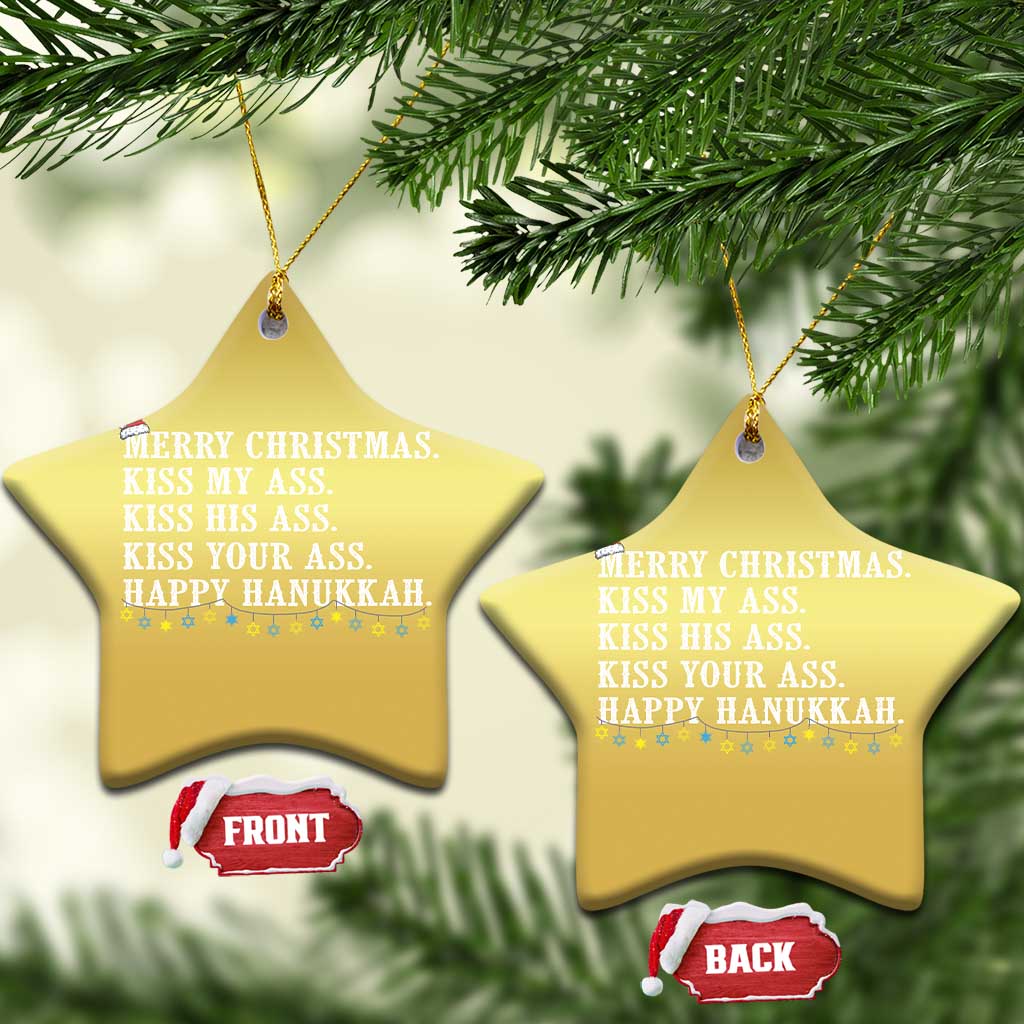Funny Merry Xmas Kiss My His Your Ass Happy Hanukkah Christmas Ornament TS11