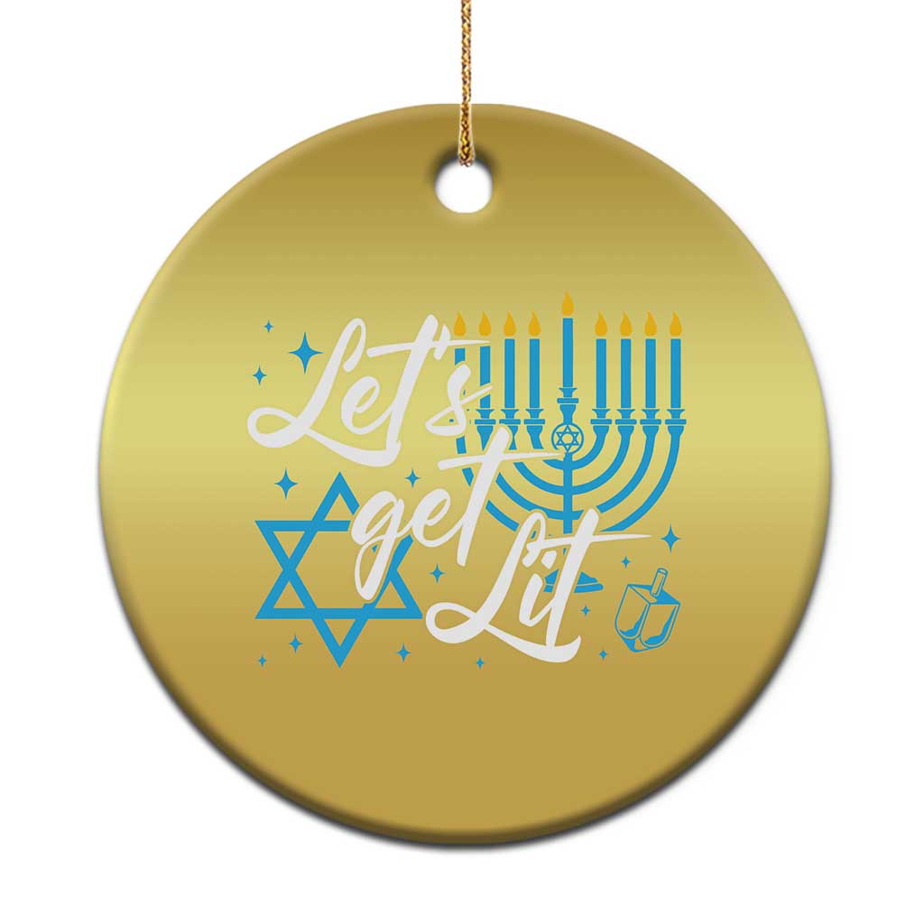 Funny Hanukkah Christmas Ornament Let's Get Lit Menorah David Star TS11