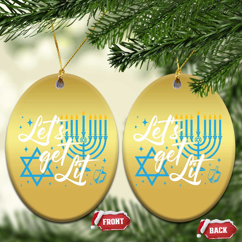 Funny Hanukkah Christmas Ornament Let's Get Lit Menorah David Star TS11
