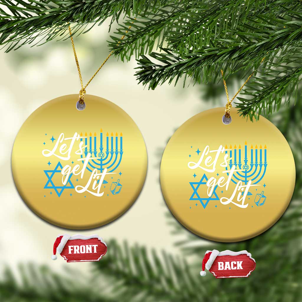 Funny Hanukkah Christmas Ornament Let's Get Lit Menorah David Star TS11