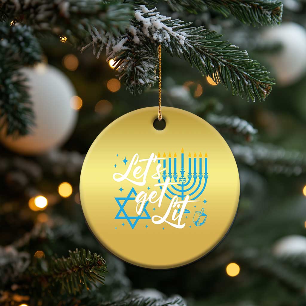 Funny Hanukkah Christmas Ornament Let's Get Lit Menorah David Star TS11