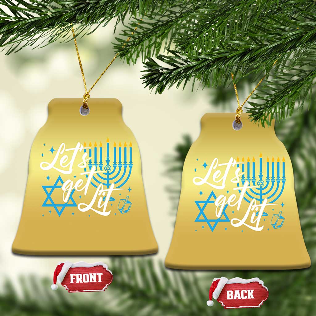 Funny Hanukkah Christmas Ornament Let's Get Lit Menorah David Star TS11