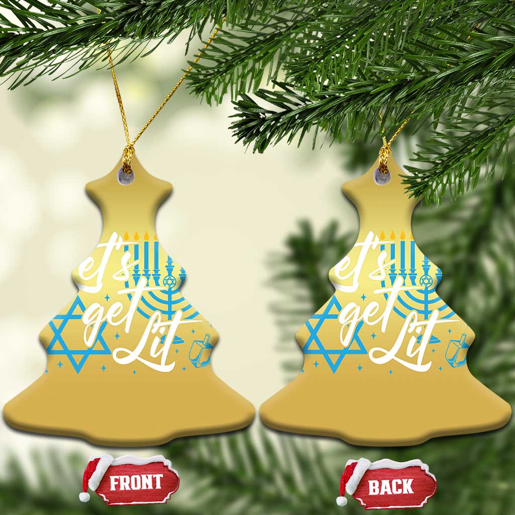 Funny Hanukkah Christmas Ornament Let's Get Lit Menorah David Star TS11
