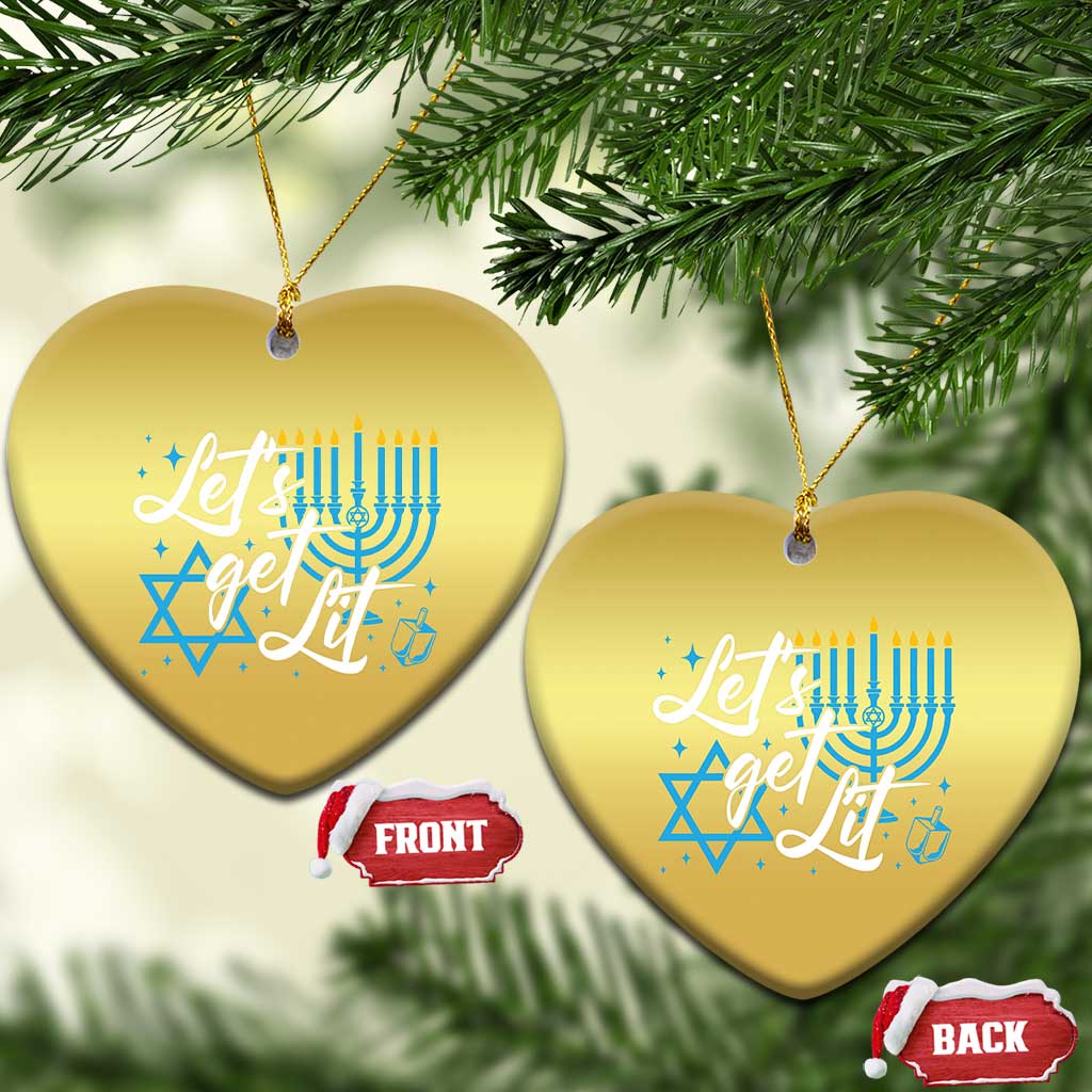 Funny Hanukkah Christmas Ornament Let's Get Lit Menorah David Star TS11