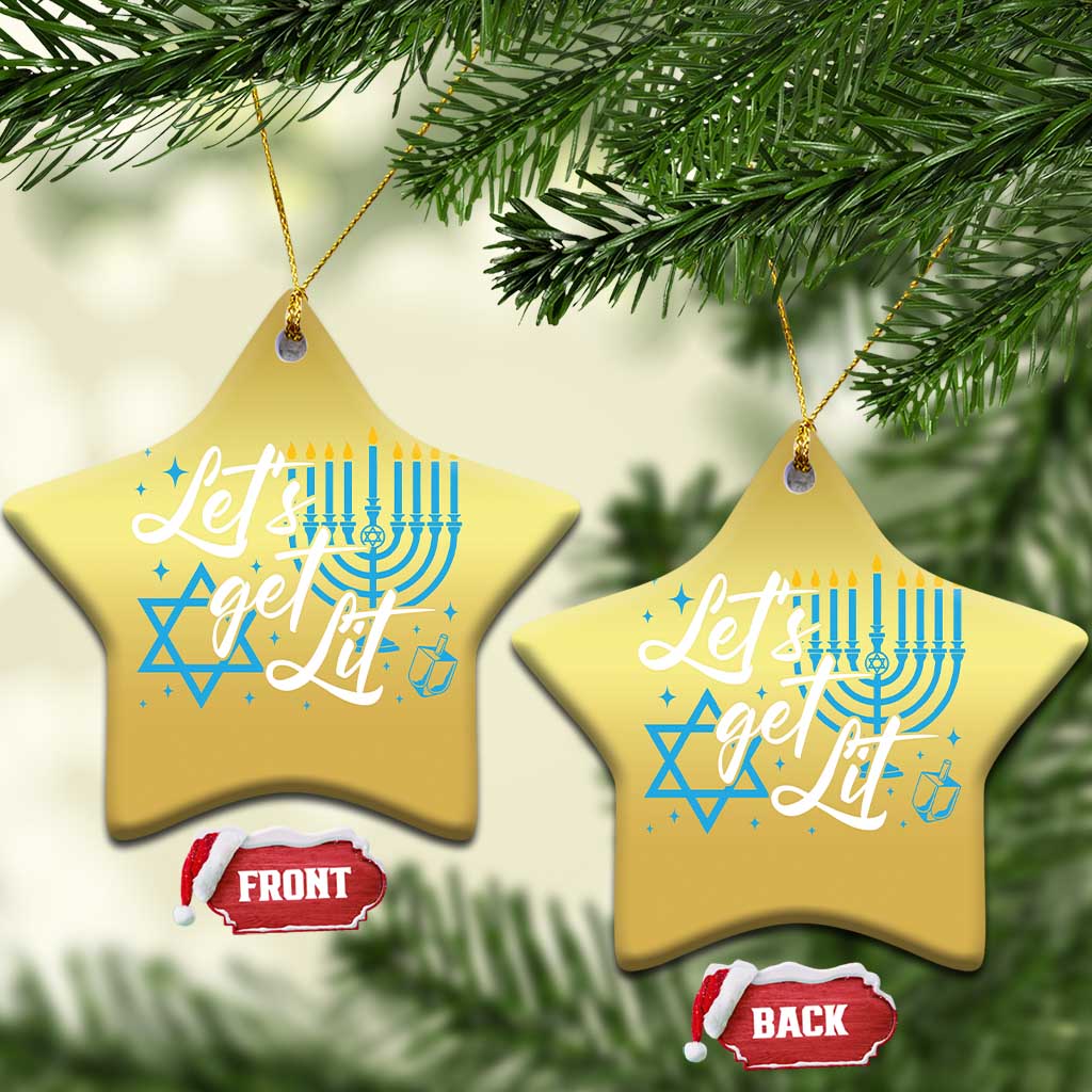 Funny Hanukkah Christmas Ornament Let's Get Lit Menorah David Star TS11