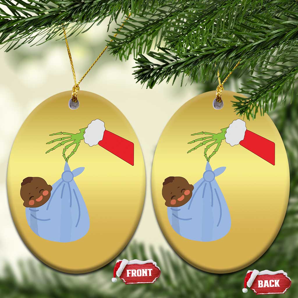 Funny NICU Labor Delivery Nurse Xmas Santa Black Baby Christmas Ornament TS11