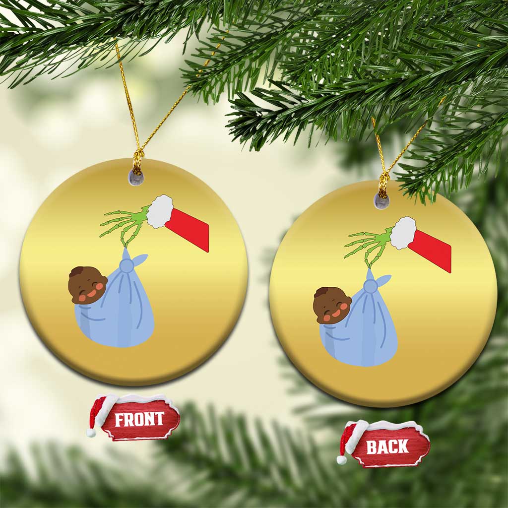 Funny NICU Labor Delivery Nurse Xmas Santa Black Baby Christmas Ornament TS11