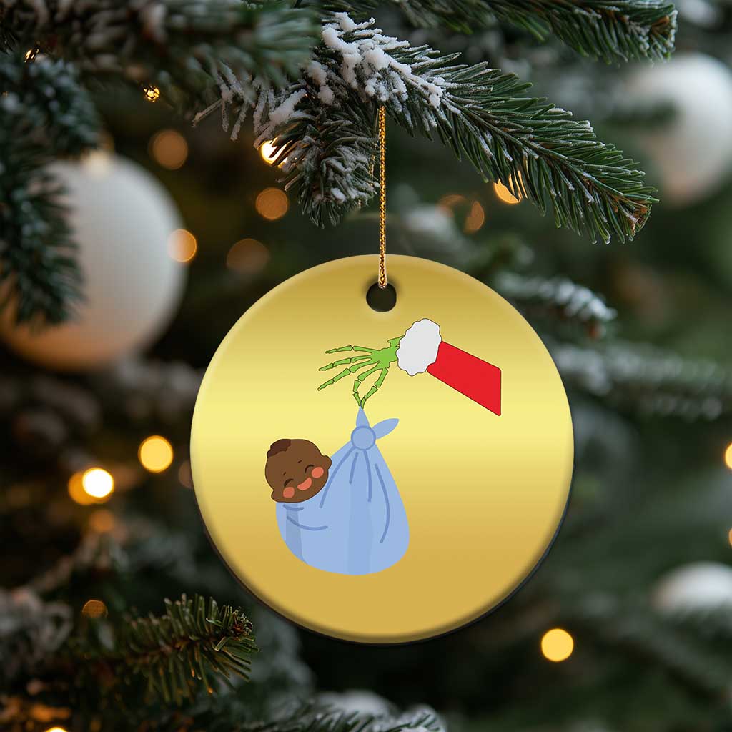 Funny NICU Labor Delivery Nurse Xmas Santa Black Baby Christmas Ornament TS11