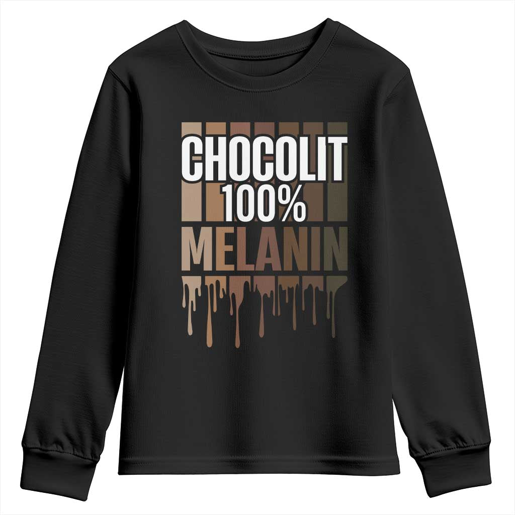 Funny Chocolit 100% Youth Sweatshirt Melanin Black Pride African American TS11