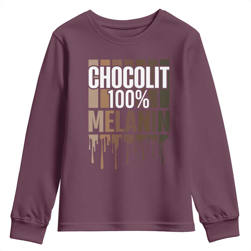Funny Chocolit 100% Youth Sweatshirt Melanin Black Pride African American TS11