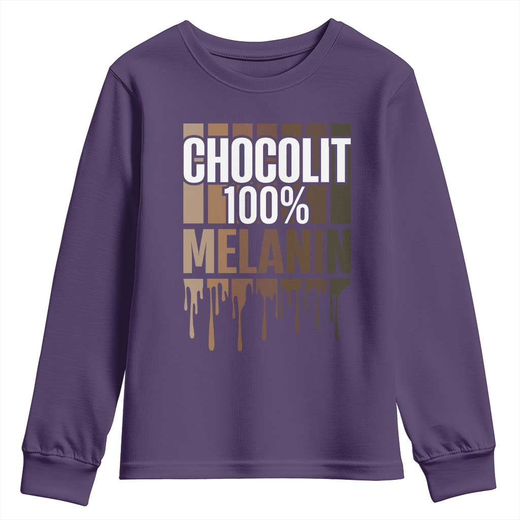 Funny Chocolit 100% Youth Sweatshirt Melanin Black Pride African American TS11
