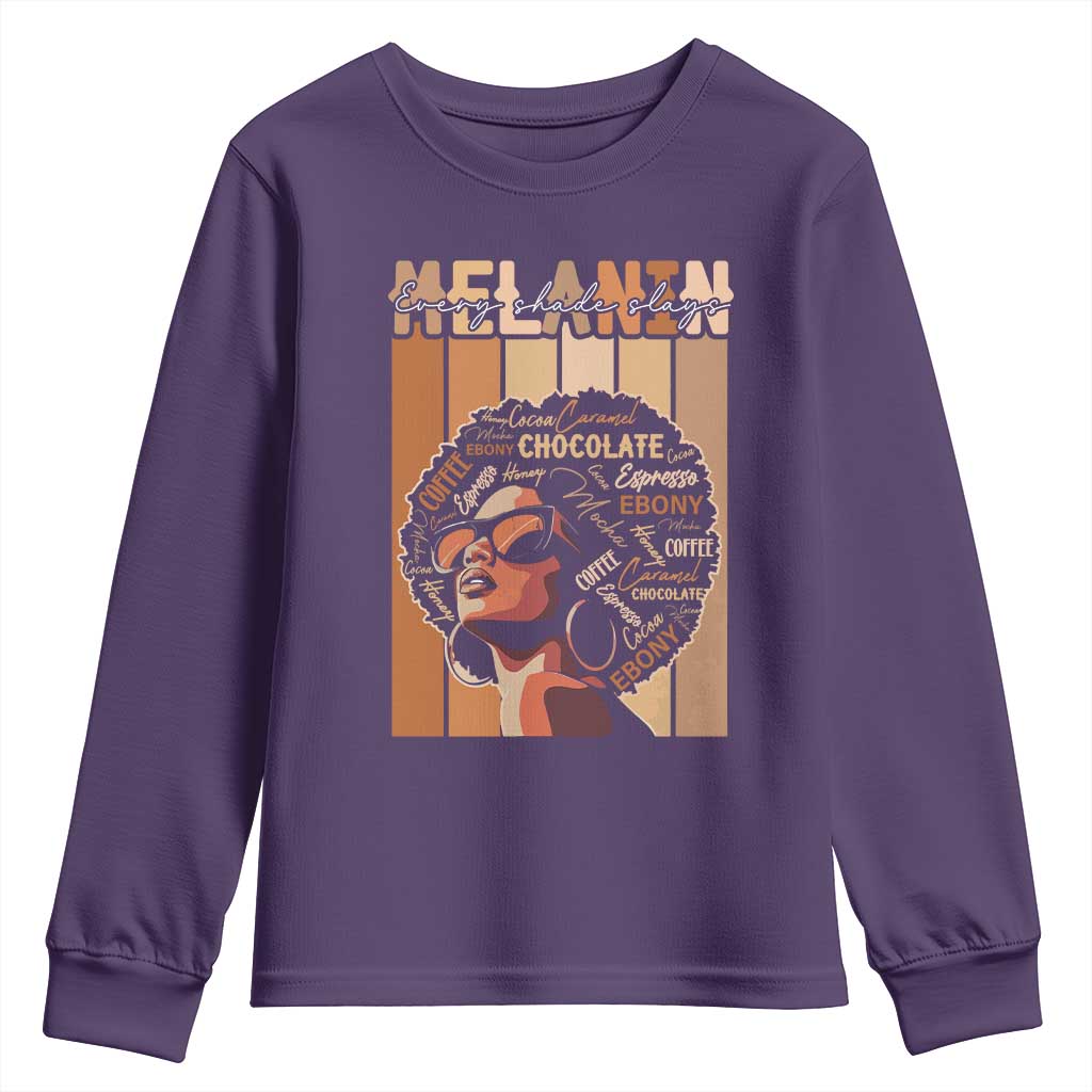Melanin Every Shade Slays Youth Sweatshirt Melanin Black Afro Queen African American Pride TS11