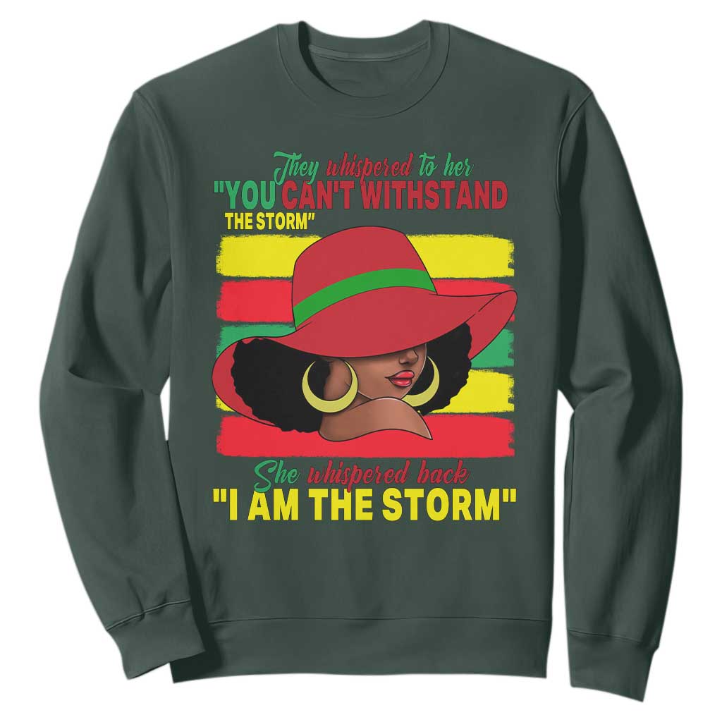 Proud Black African American Sweatshirt They Whispered To Her You Can't Withstand The Storm Black History Month TS11