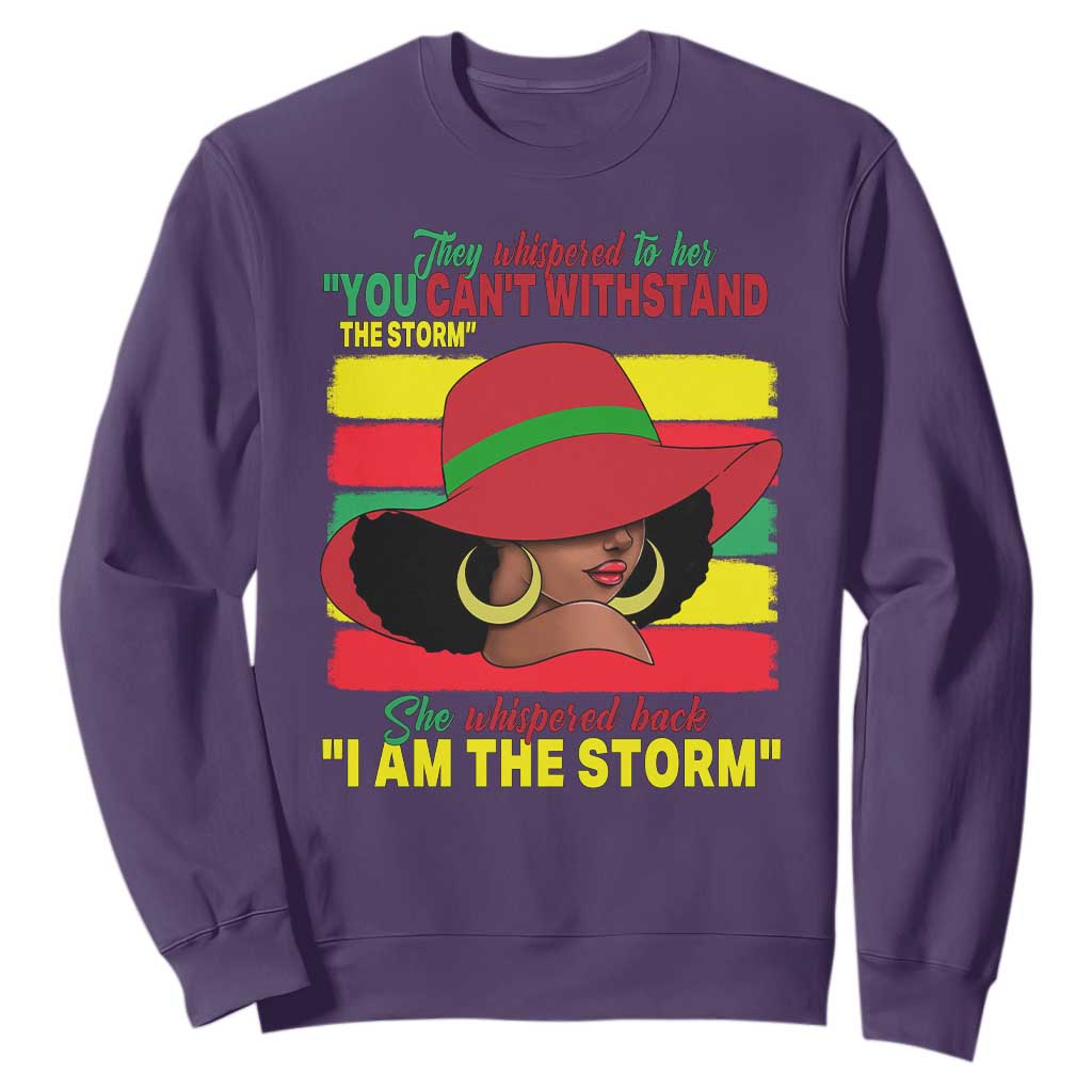 Proud Black African American Sweatshirt They Whispered To Her You Can't Withstand The Storm Black History Month TS11