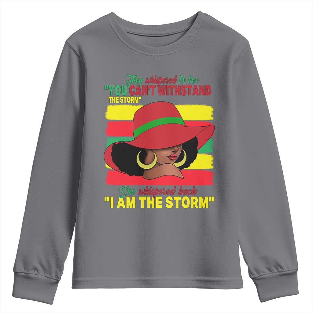 Proud Black African American Youth Sweatshirt They Whispered To Her You Can't Withstand The Storm Black History Month TS11