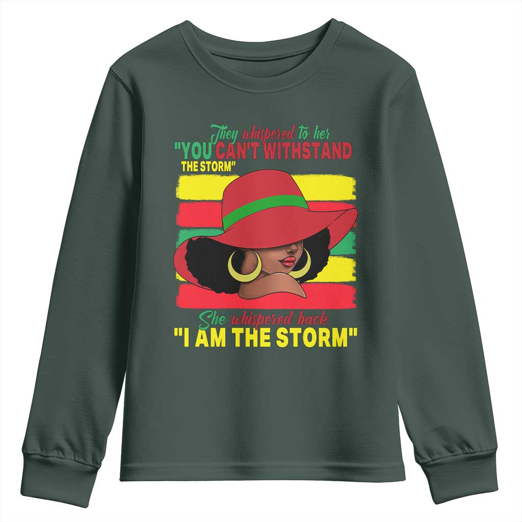 Proud Black African American Youth Sweatshirt They Whispered To Her You Can't Withstand The Storm Black History Month TS11