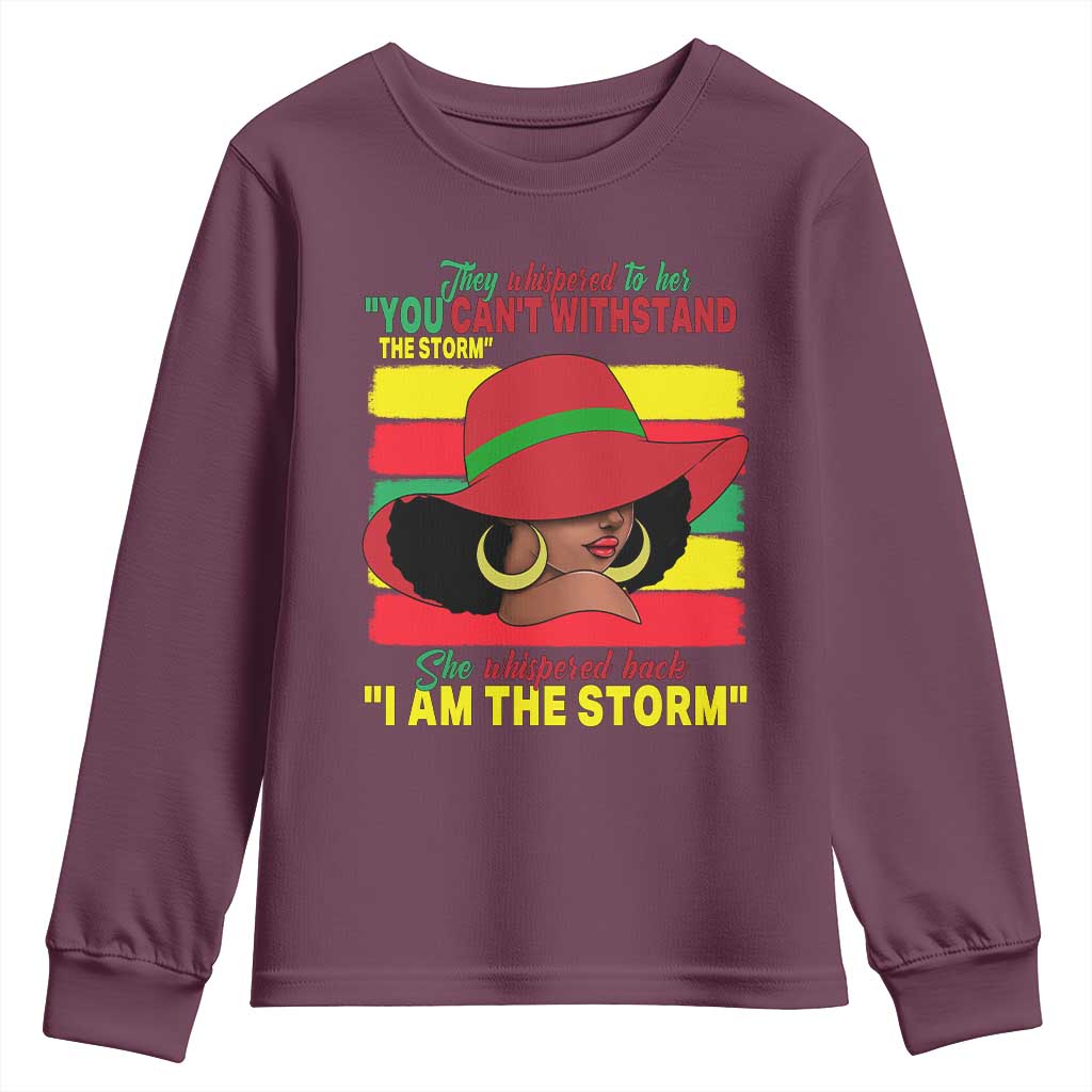 Proud Black African American Youth Sweatshirt They Whispered To Her You Can't Withstand The Storm Black History Month TS11