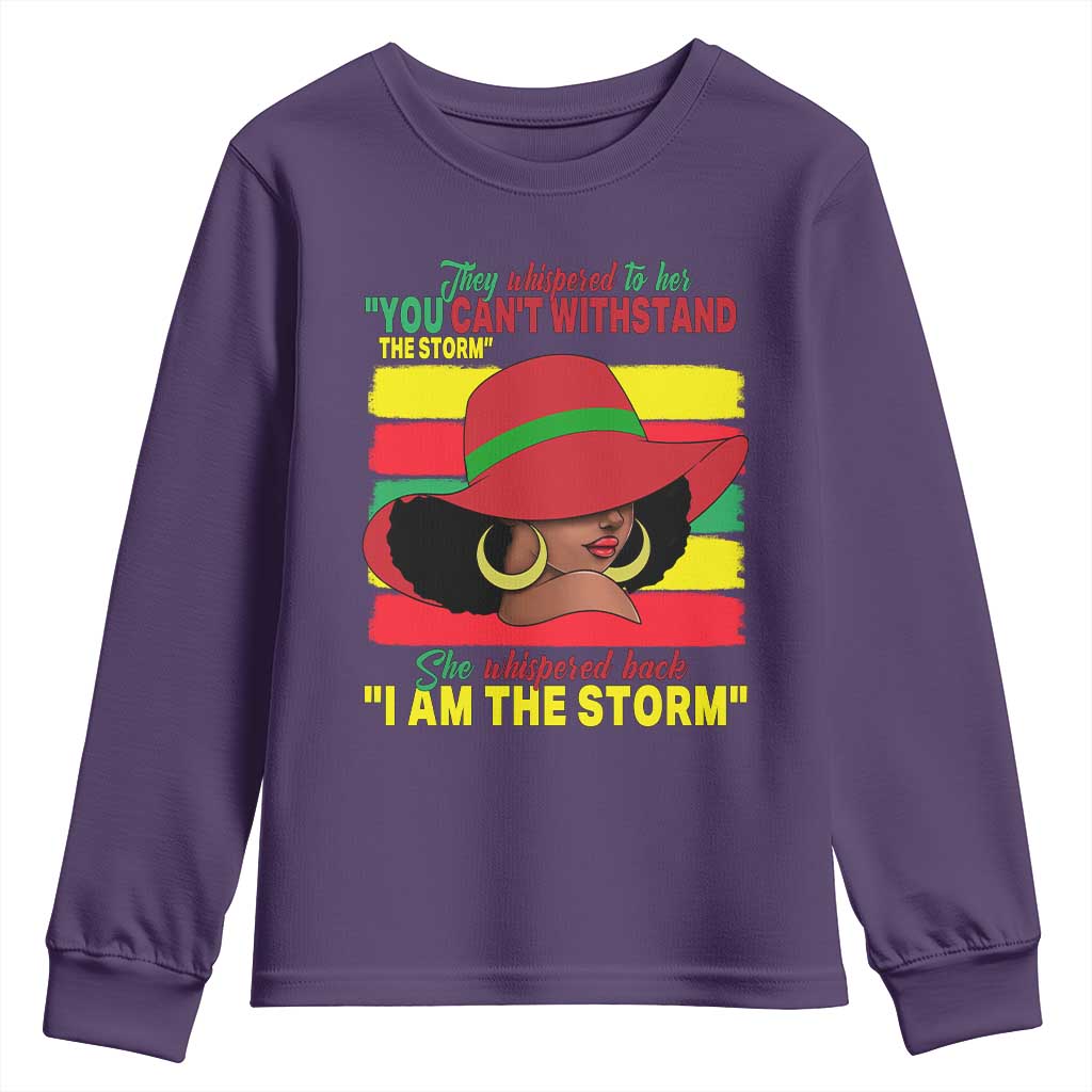 Proud Black African American Youth Sweatshirt They Whispered To Her You Can't Withstand The Storm Black History Month TS11
