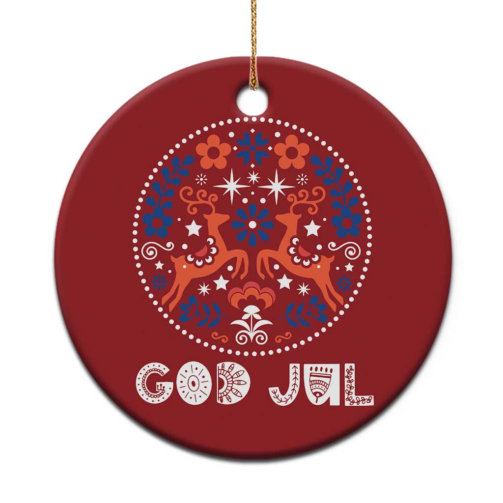 Yule God Jul Christmas Ornament Folk Art Scandinavian Reindeers TS11