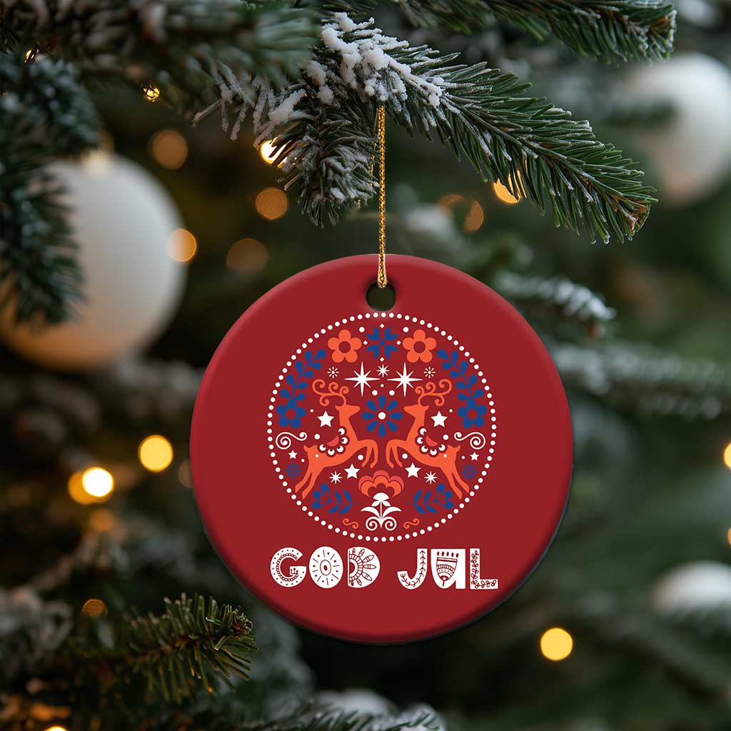 Yule God Jul Christmas Ornament Folk Art Scandinavian Reindeers TS11