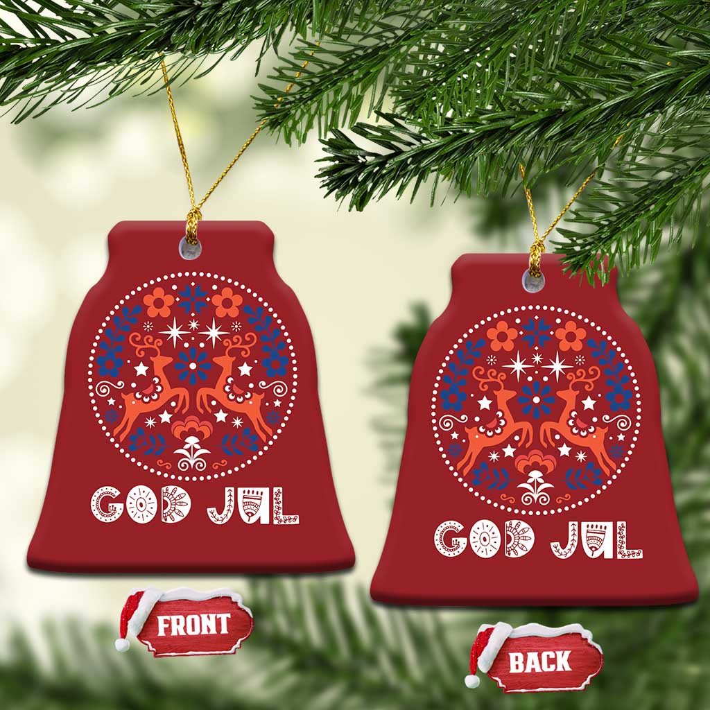 Yule God Jul Christmas Ornament Folk Art Scandinavian Reindeers TS11