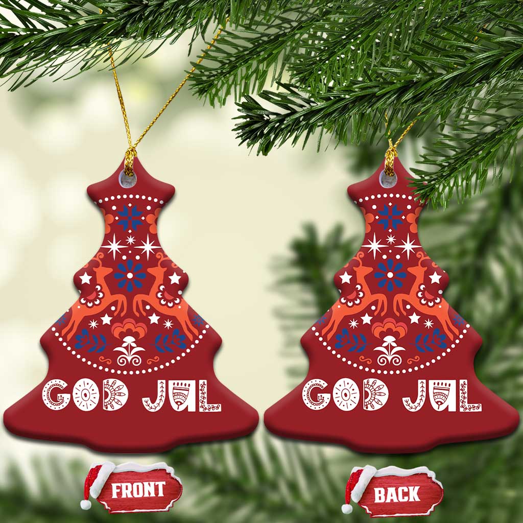 Yule God Jul Christmas Ornament Folk Art Scandinavian Reindeers TS11
