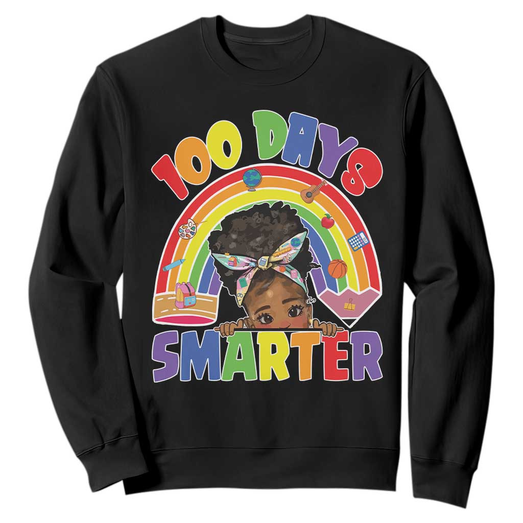 Funny 100 Days Smarter Afro African American Girl Sweatshirt 100th Day Of School TS11