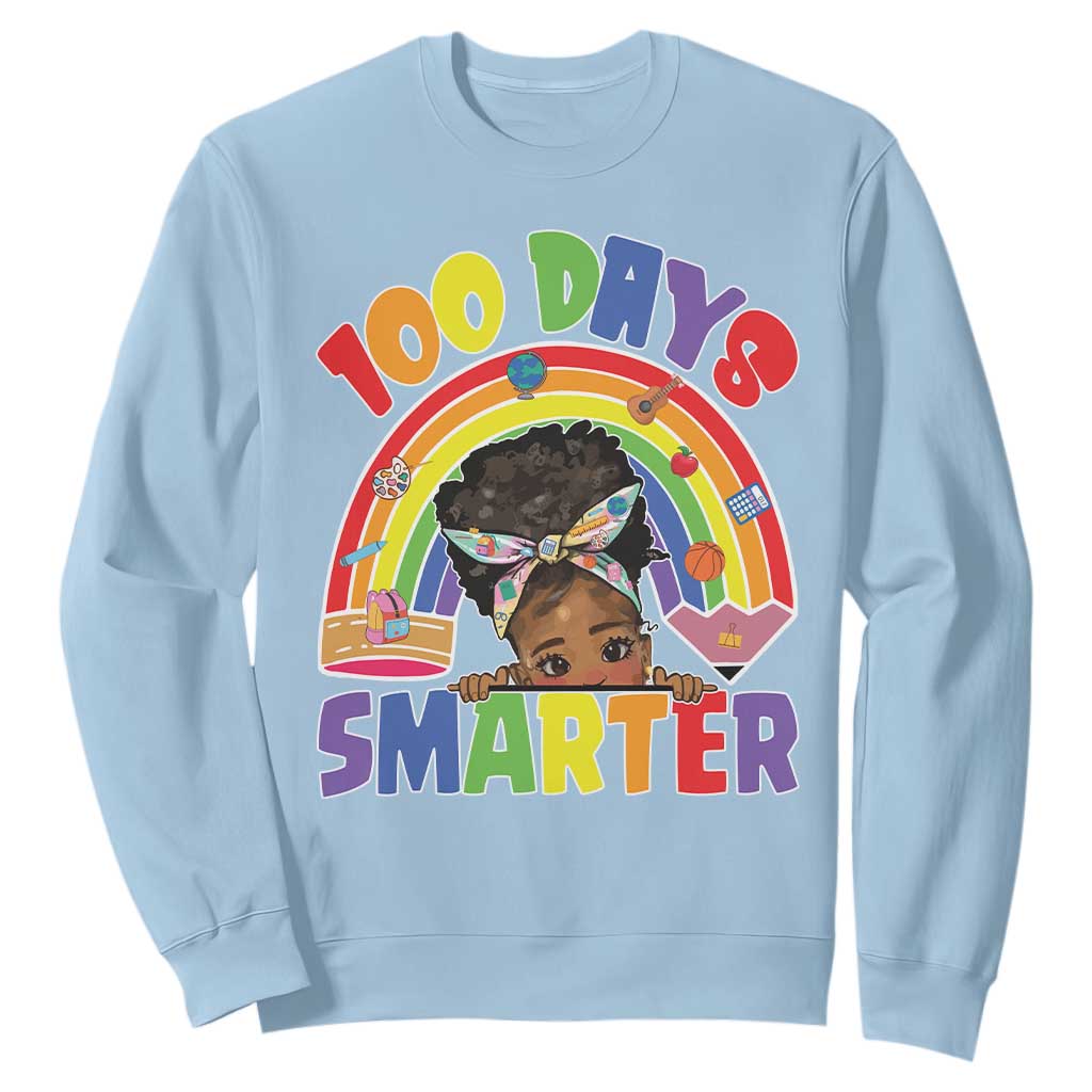 Funny 100 Days Smarter Afro African American Girl Sweatshirt 100th Day Of School TS11