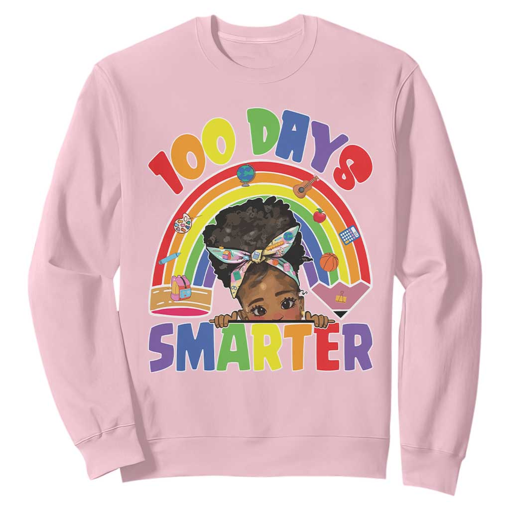 Funny 100 Days Smarter Afro African American Girl Sweatshirt 100th Day Of School TS11