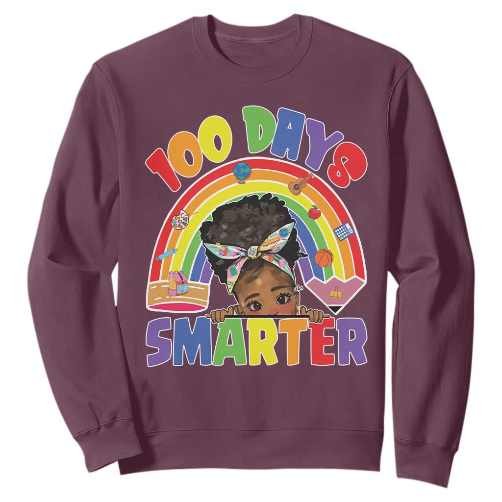 Funny 100 Days Smarter Afro African American Girl Sweatshirt 100th Day Of School TS11