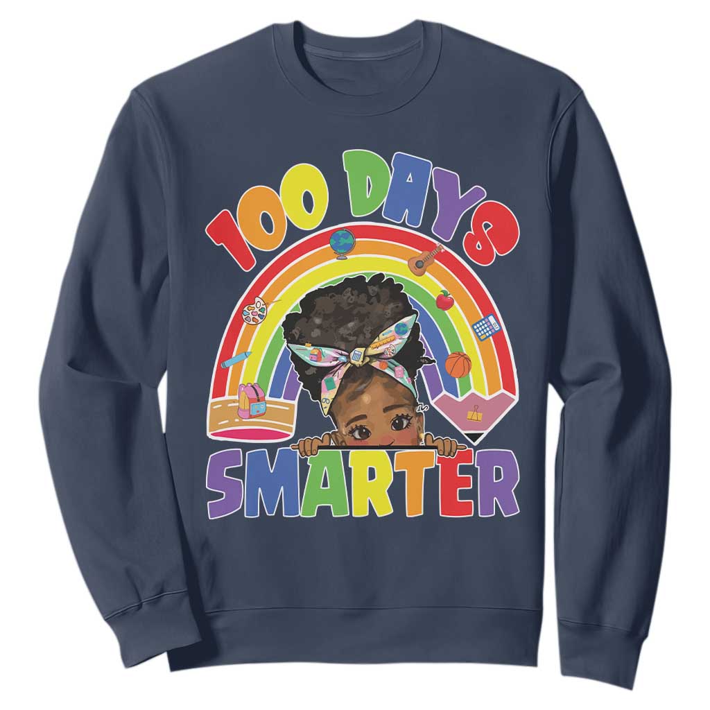 Funny 100 Days Smarter Afro African American Girl Sweatshirt 100th Day Of School TS11