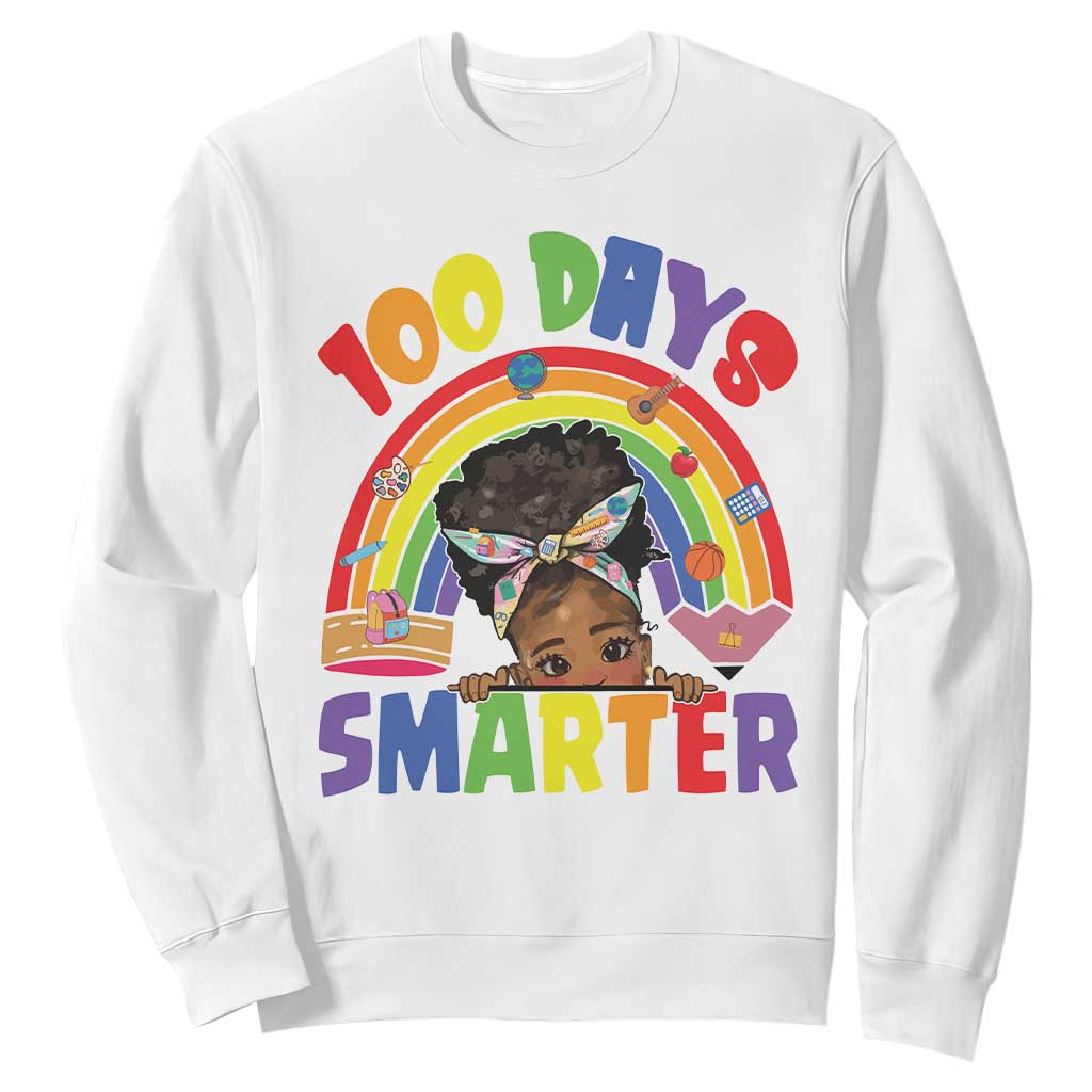 Funny 100 Days Smarter Afro African American Girl Sweatshirt 100th Day Of School TS11