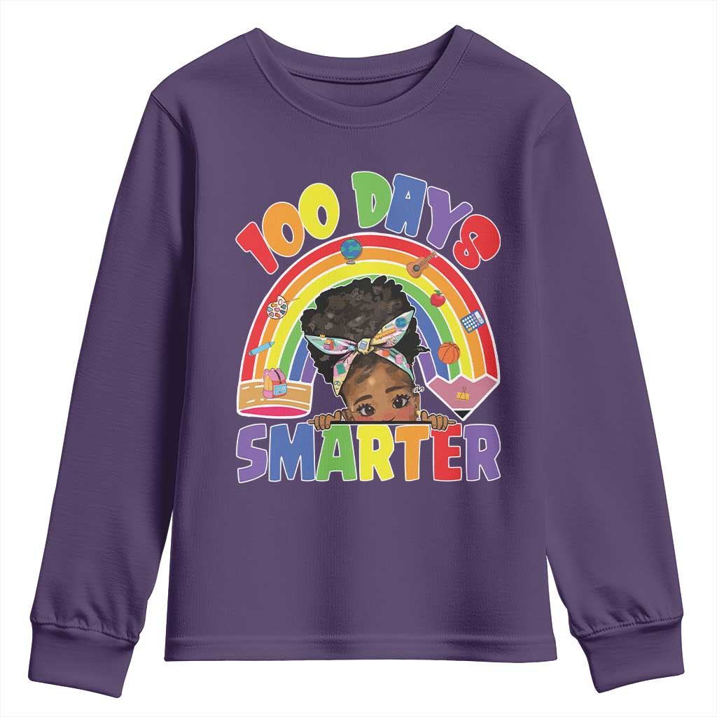 Funny 100 Days Smarter Afro African American Girl Youth Sweatshirt 100th Day Of School TS11