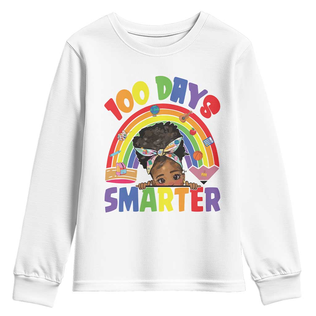 Funny 100 Days Smarter Afro African American Girl Youth Sweatshirt 100th Day Of School TS11