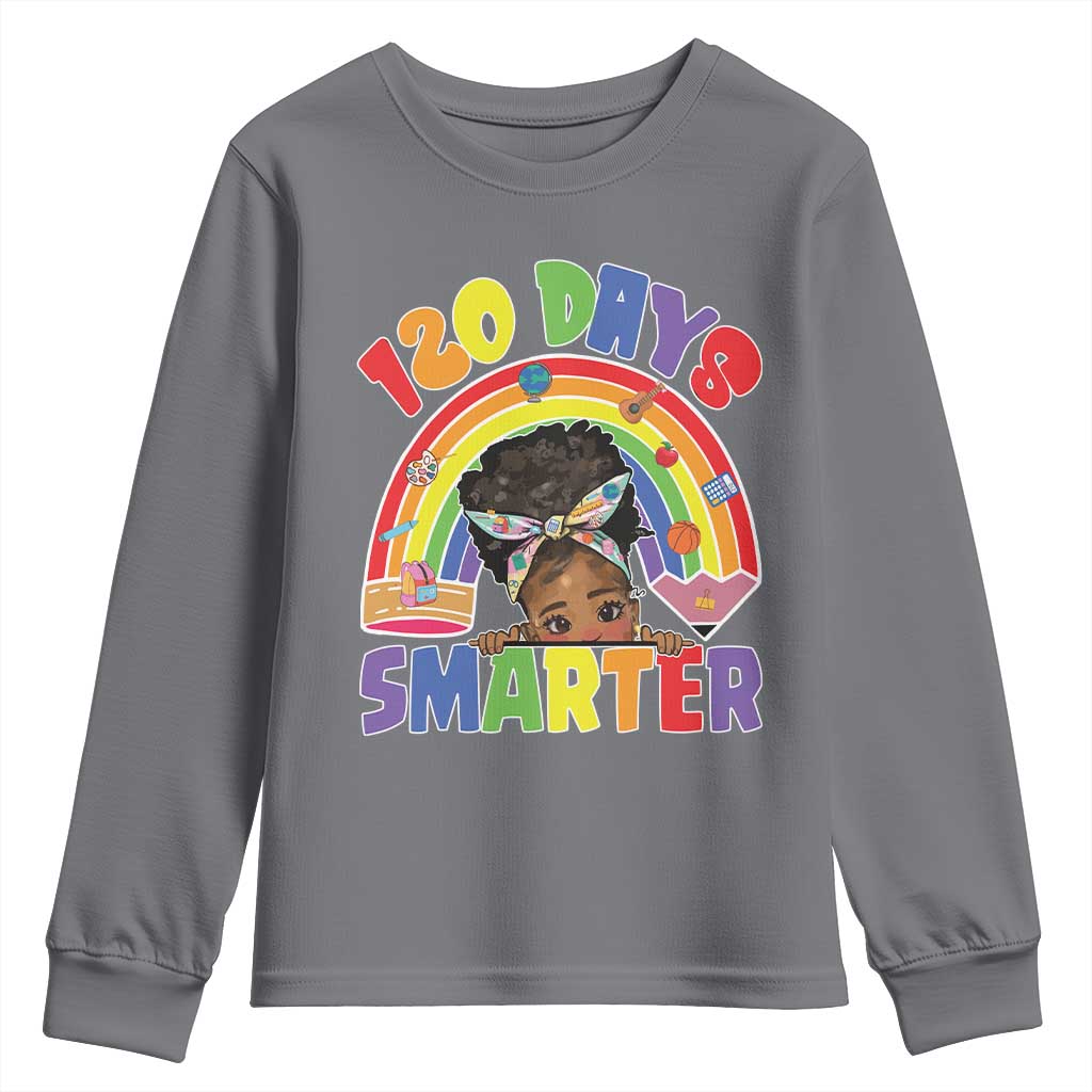Funny 120 Days Smarter Afro African American Girl Youth Sweatshirt 120th Day Of School TS11