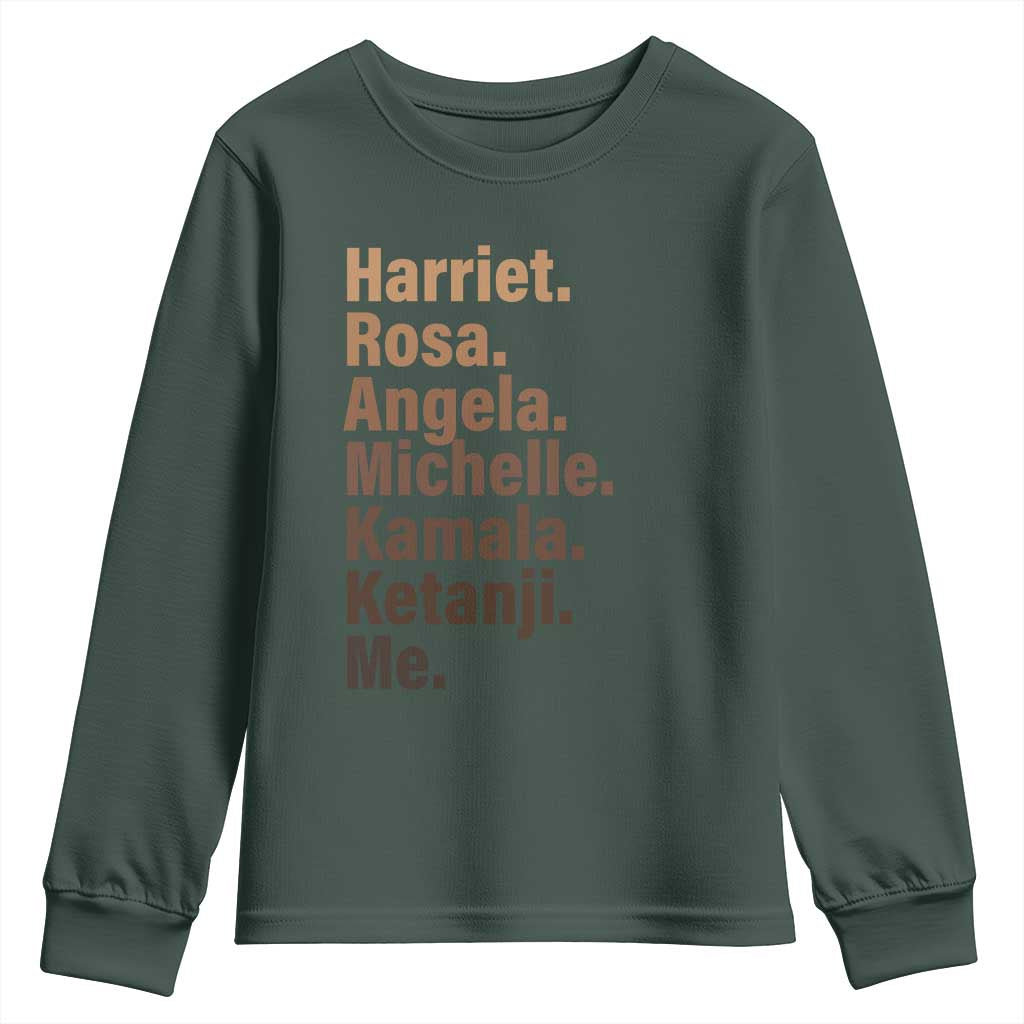 Melanin Black Pride Youth Sweatshirt Harriet Rosa Angela Michelle Kamala Ketanji Me Black Leaders TS11