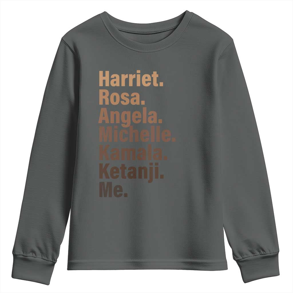 Melanin Black Pride Youth Sweatshirt Harriet Rosa Angela Michelle Kamala Ketanji Me Black Leaders TS11